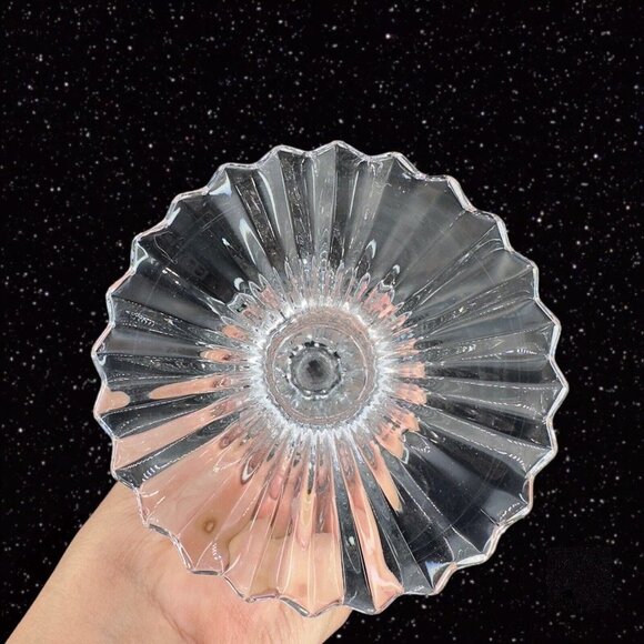 1980s Clear Crystal Diamond Point Candle Stick Holder Set 2 Candle Holder VTG - Picture 9 of 15